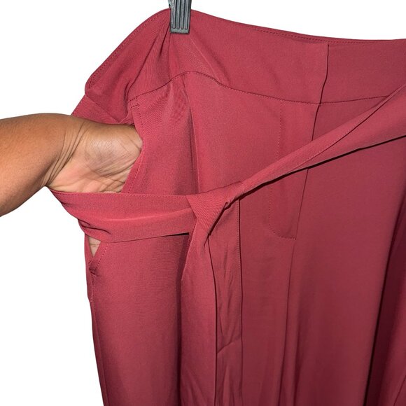 Lark + Grey Mauve Wide Leg Capri Dress Pants W/Fabric Tie Belt Sz 18 - Picture 2 of 10